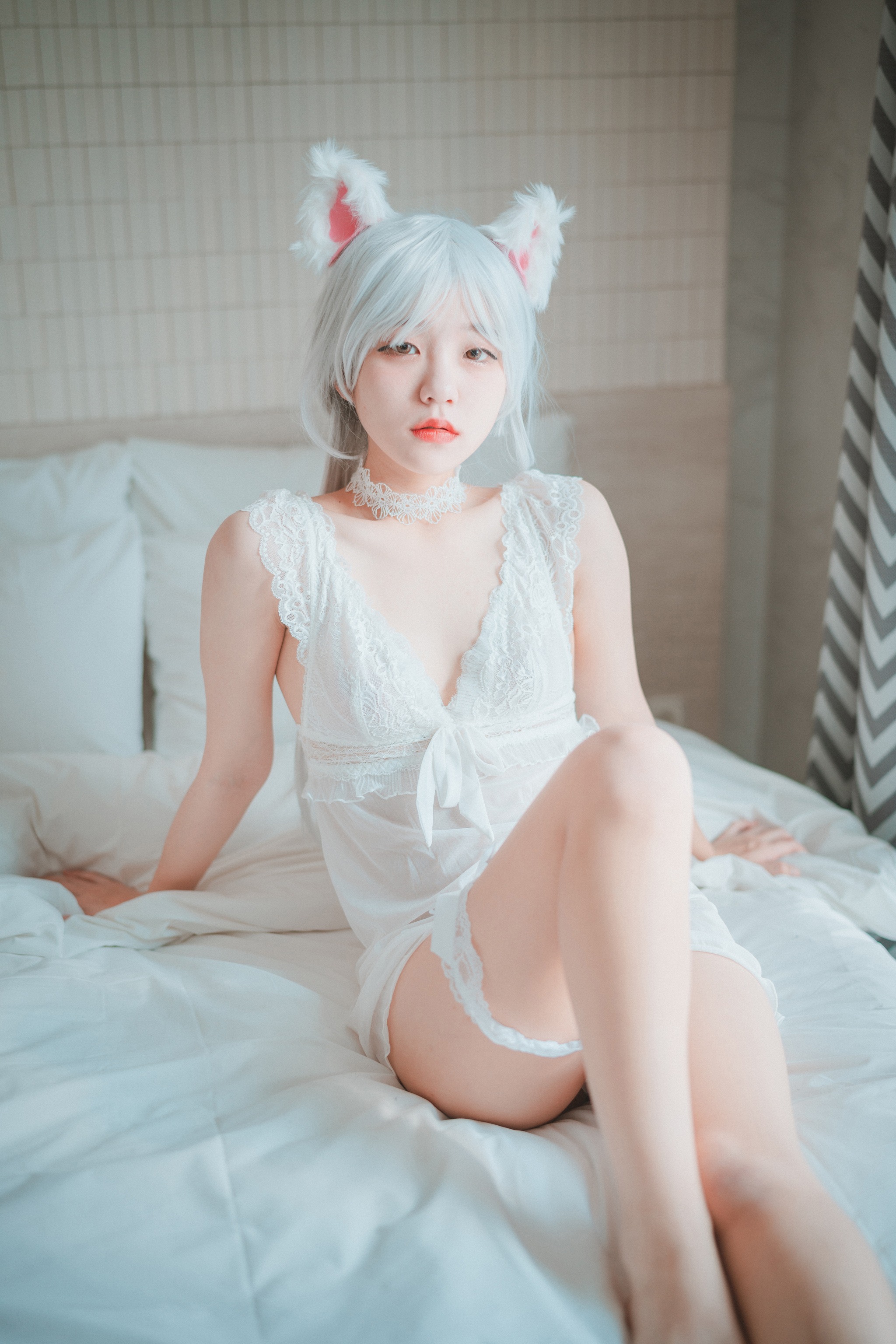 图片[1]-Jenny – NO.041 (정제니) DJAWA-Schwarz und Weiß Katzenmädchen(Full)[66P]-XikXak